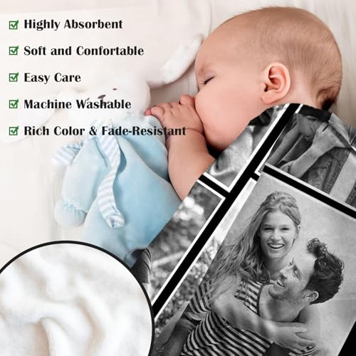 XINLING Custom Memorial Blanket with Pictures for Loss of Loved One Personalized Photo Blanket Customized Sympathy Gifts in Memory of Mom Dad Grandma Grandpa - color: 4 Photos