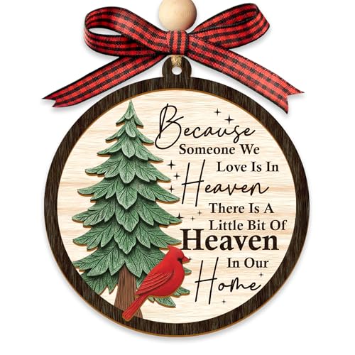 Heaven in Our Home Christmas Memorial Ornament 2026 – Cardinal Christmas Ornaments with 2 Layers, Sympathy Gift for Loss of Loved One, Memorial Gifts for Loss of Mom, Dad, Grandma, Cardinal Gifts - color: Ka-cl Cardinal Heaven