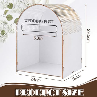 2 Pcs Wooden Wedding Card Box Envelope Ornament, White