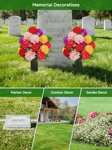 2-Pack Cemetery Vases for Grave with Spike and Foam, Flower Holders | Pre-installed floral foam helps hold flower stems securely for easy arrangement - color: 2 Pack