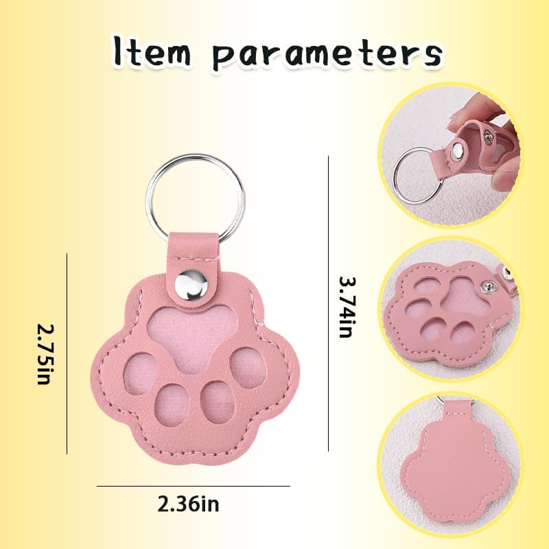 yaozeio Pet Hair Fur Keychain Keepsake for Dog Cat PU Leather Paw Print Bag Key Charm Accessory for Best Friend Pets Loss Sympathy Memorial Gifts for Pets Lover Owner Pink Pet Hair Locket Holder