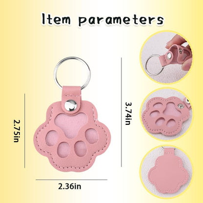 yaozeio Pet Hair Fur Keychain Keepsake for Dog Cat PU Leather Paw Print Bag Key Charm Accessory for Best Friend Pets Loss Sympathy Memorial Gifts for Pets Lover Owner Pink Pet Hair Locket Holder