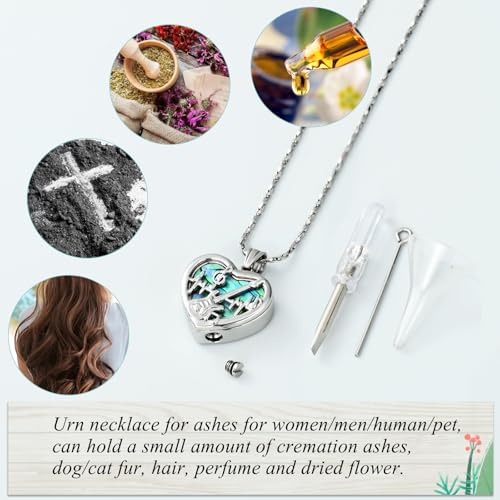 Imrsanl Guitar Pick Cremation Urn Necklace for Ashes - color: Heart-Silver