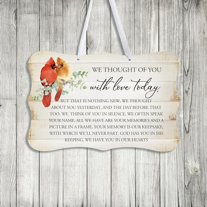 LifeSong Milestones Memorial Wall Hanging Signs Bereavement Keepsake Condolence Funeral Gift For Loss of Loved One 8x12 (We Thought Of You With (White)) - color: We Thought Of You With (White)