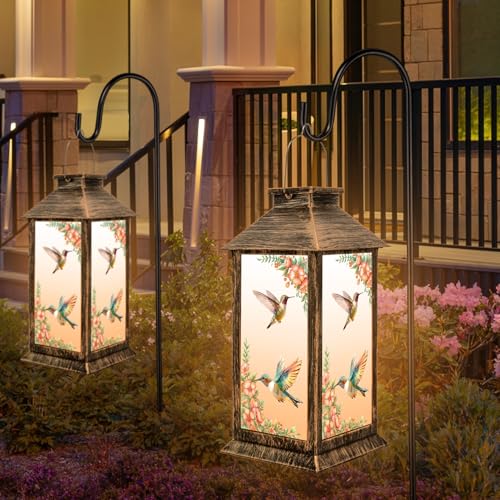 YHmall 5.5 x 13.8 Inch Hummingbird Solar Lanterns Outdoor Waterproof