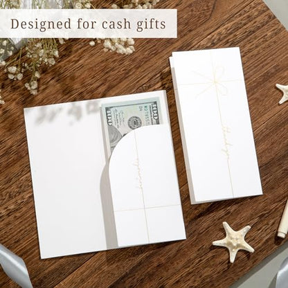 Ribbon-Style Money Cards with Envelopes Set, 20 Cards with Gold Foil Design