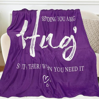 Get Well Gifts for Women, Healing Hug Purple Blanket 50"X60" | Inspirational Gifts for Women, Breast Care Gifts for Women, Thinking of You Feel Better Sympathy Gifts Throw Blanket - color: Purple-big Hug