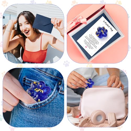 EYxsaxenk Loss of Pet Sympathy Gift Glitter Blue Dog Cat Paw Pocket Hug | Loss of dog cat mini keepsake, Memorial card & envelope, Remembrance pet sympathy gift for pet lover, Adult stress relief toy - color: 1pcs Blue + I KNOW Card