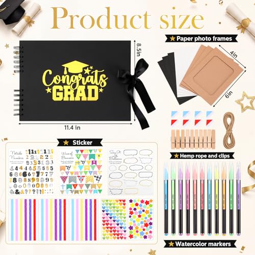 Eaasty 80 Pages 2026 Graduation Scrapbook DIY Kit Grad Guest Book Photo Album with Stickers Markers Photo Frames Clips for 2026 College High School Memory Book Gifts Party Supplies 3.15 x 4.72"