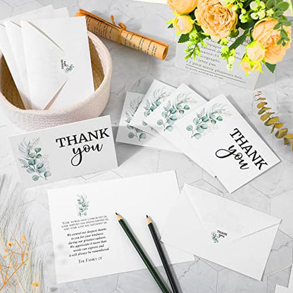 Fumete 50 Set Funeral Thank You Cards, Leaves - style: Leaves