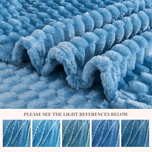 330GSM 3D Jacquard Twin Blanket for Bed, Sky Blue, 60"x80" - color: Sky Blue, size: Twin(60"x80")