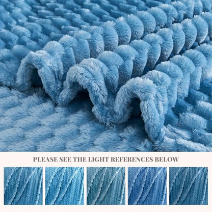 330GSM 3D Jacquard Twin Blanket for Bed, Sky Blue, 60"x80" - color: Sky Blue, size: Twin(60"x80")