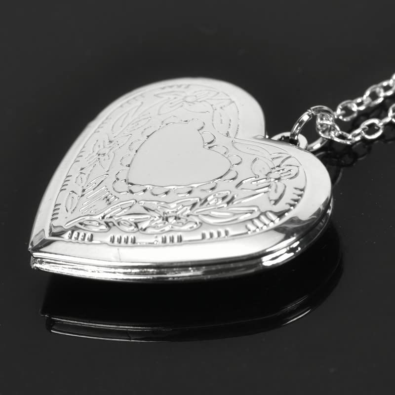 YALLNASL Heart Locket Necklace that Holds Pictures Silver Heart Shaped Locket Necklaces for Women Adults Photo Locket Necklace Lockets for Women Best Friends Gifts