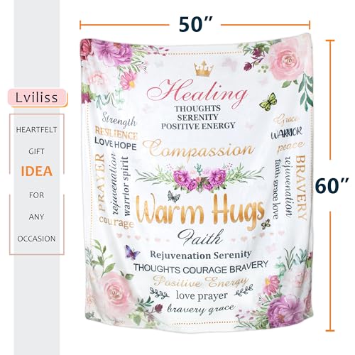 Inspirational Gifts, Warm Hugs Healing Blanket, Get Well Gifts for Women After Surgery, Breast Cancer Gifts, Thinking of You Gifts for Women Soft Throw Blanket 60"x50" - color: Warm Hugs
