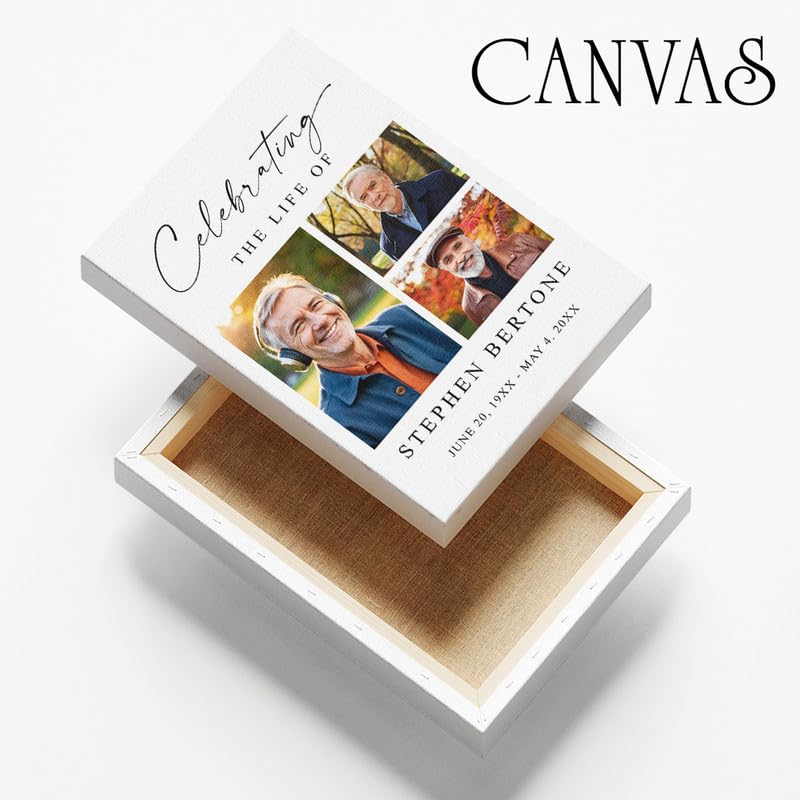 Celebrating the Life Memorial Sign Personalized - Funeral Welcome Sign, Celebration of Life Poster with Picture, Funeral Photo Display Board, In Loving Memory, Forever In Our Hearts Canvas #16 - color: Version #16