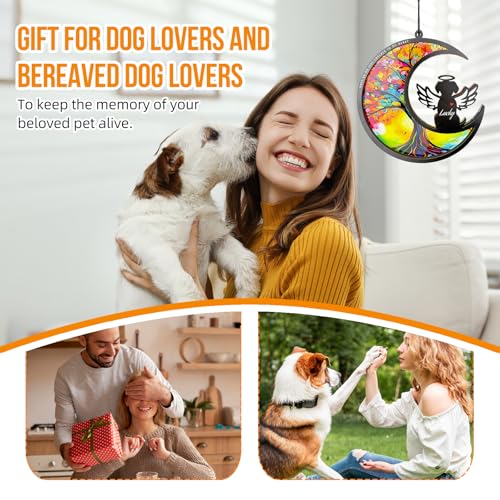 Dog Memorial Suncatcher,Pet Remembrance Gift with Sympathy Card,Tree of Life DIY Ornament for Loss of Dog(Angelic Halo) - color: Angel Halo