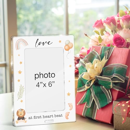 Gender Reveal Gifts Photo Frame, Pregnancy Announcements New Mom Expecting Parents to Be Keepsake Gifts, Love at First Heartbeat Sonogram Acrylic Picture Frames, 4 x 6 Inch Ultrasound Photo - color: L-Gender Reveal