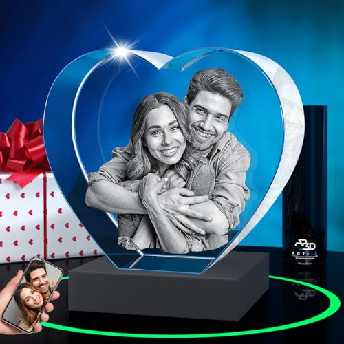 ArtPix 3D Crystal Photo, Personalized Gifts for Women, Wife, Her, Him, Men, Mom, Great Customized Gift With Your Own Photo - Anniversary, Wedding, Birthday - Custom Glass 3D Laser Etched Picture Frame - size: Small Premium