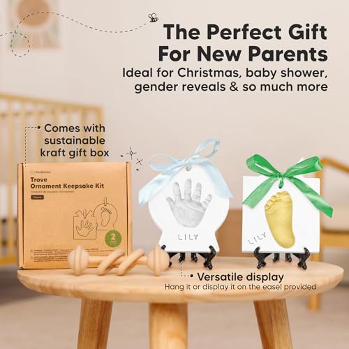 Baby Hand and Footprint Kit, Personalized Baby Christmas Ornament(Presents) - color: Trove, Presents