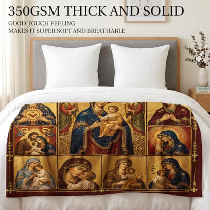 Jekeno Virgin Mary Gifts Blanket Catholic Religious Jesus Throw Blanket | 50x60 Inch Flannel Virgin Mary Blanket Gifts For Christmas Birthday Easter Women Men Kids - color: Virgin Mary, size: 50x60 Inch