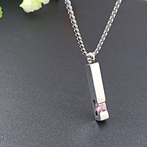YOUFENG Urn Necklaces for Ashes Birthstone Cube Urns for Human Ashes Memorial Cremation Urn Locket Keepsake Ashes Jewelry - style: Silver - October