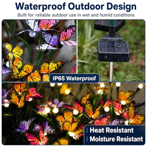 Solar Garden Lights 2 Pack, Upgraded Swaying Butterfly Light,Outdoor Light, Decorative Lights Yard Patio Pathway Decoration, Larger Solar Panel & Better Sway Effect (2 Pack) - size: 2 Pack