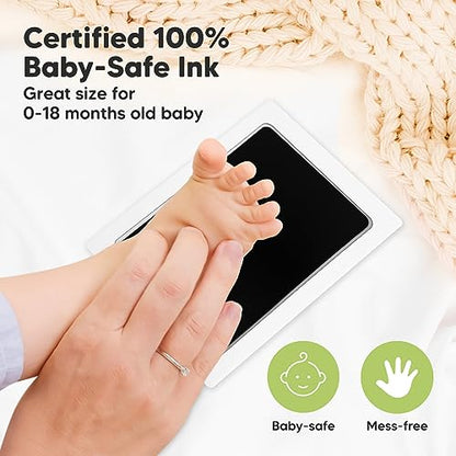 2pk Inkless Baby Hand and Footprint Kit, Mess Free Ink Pads (Jet Black, L) - color: Jet Black, size: 2-Pack, Large 3.1” x 4.9”