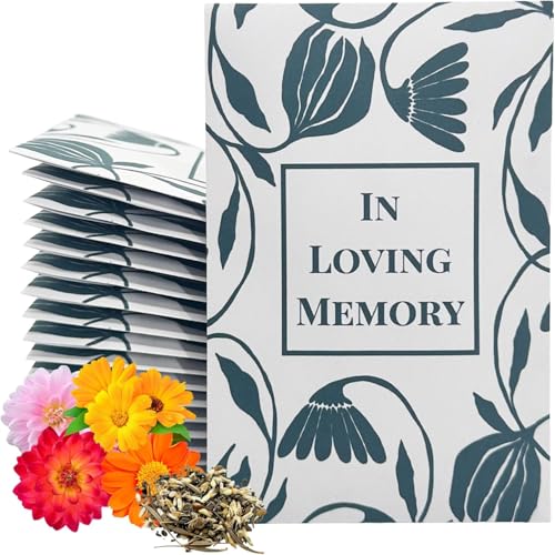 Wildflower Seed Packets in Loving Memory (Pack of 30) Funeral Gift Sympathy Remembrance Memorial Service Forget Me Not (Black Flowers) - color: Black Flowers