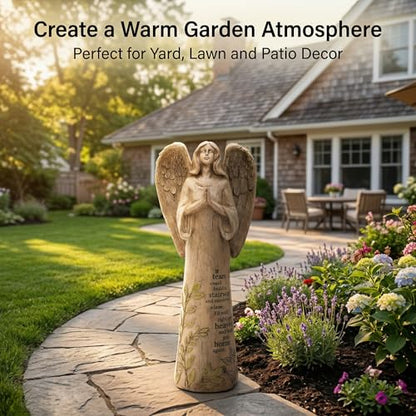 Ivy Home Resin Garden Statue Standing Praying Angel Garden Statuary for Outdoor Decor