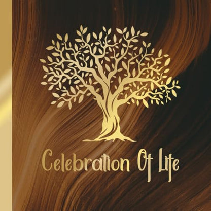 Celebration Of Life: Guest Book for Memorial & Funeral Services, Memory tree for Celebration of life, funeral guest books celebration of life | Wood & Gold cover Memorial Guest Book