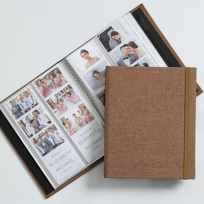 Hardcover Linen Photo Booth Photo Album - For Wedding or Party - Holds 80 Photobooth 2x6 Photo Strips - Slide In (UMBER BROWN, 2X6) - color: UMBER BROWN