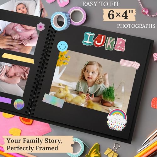 Scrapbook Photo Album 8"x8" 20 Sheets 40 Pages Hardcover Kraft Paper Black - color: Black, size: 8"x8" 20 Sheets