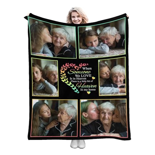 Customize Memorial Blankets Sympathy Blanket in Loving Memory We Loved in Heaven Personalized Memory Blanket with Pictures Sympathy Bereavement for Loss Loved Ones - color: Color 15