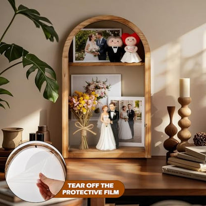 Shadow Box Frame, 10x16 Large Shadow Boxes Display Cases with Linen Back and Removable Shelves, Arch Memory Box for Medals, Photos, Memorabilia, Wedding Bouquet, Awards, Keepsakes, Carbonized Brown