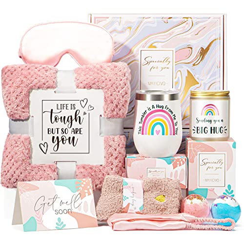 Get Well Soon Gifts for Women, Inspirational Birthday Gifts for Women, Self Care Package Get Well Gift Baskets for Friends After Surgery, Sympathy Thinking of you Gifts, Feel Better Cancer Care Gifts - color: A1.Pink