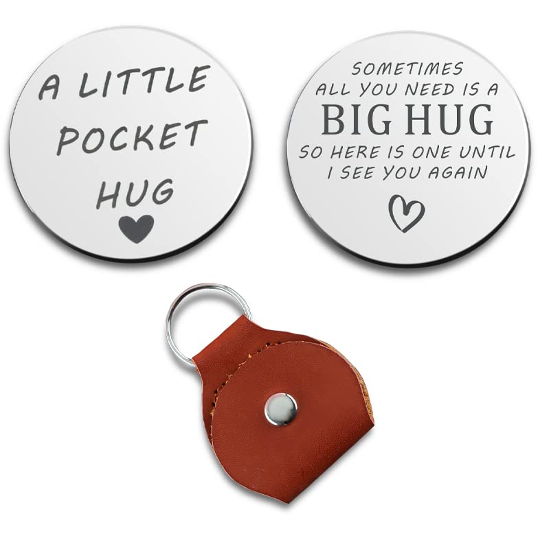 Encouragement Thinking of You Long Distance Relationship Gifts for Women Men Friends Coworkers Daughter Someone Moving Away Metal Double Sided Pocket Hug Token for Graduation Birthday Christmas