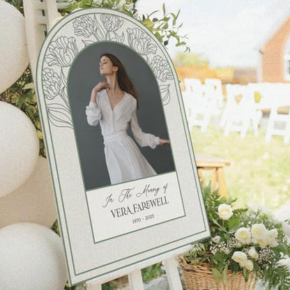 In Loving Memory Sign with Photo - Custom Funeral Welcome Board - Personalized Memorial Display for Services - color: Sign 10