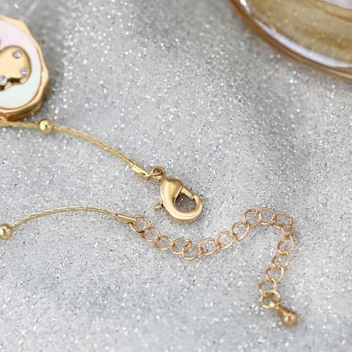 Gold Locket Necklace for Women Vintage, Heart Star Moon Butterfly Angel Holds Picture Photo Oval Locket Pendant Memorial Necklace Personalized Celestial Jewelry Birthday Gifts - style: Oval Apple