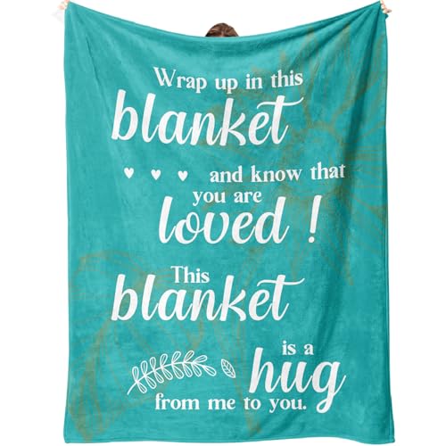 Get Well Soon Gifts, Cancer Care Gifts for Women or Men, Inspirational Gifts for Her Him， Encouragement Healing/After Surgery/Thinking of You Gifts, Hug Blanket 60"x50"（Teal） - color: Tael