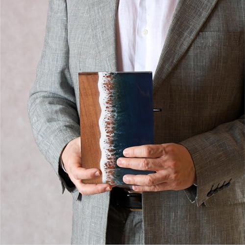 small ocean Wooden Resin Urn | Unique ern | Modern ashes box | Urns For Human Ashes | adult male urn - size: X-Small
