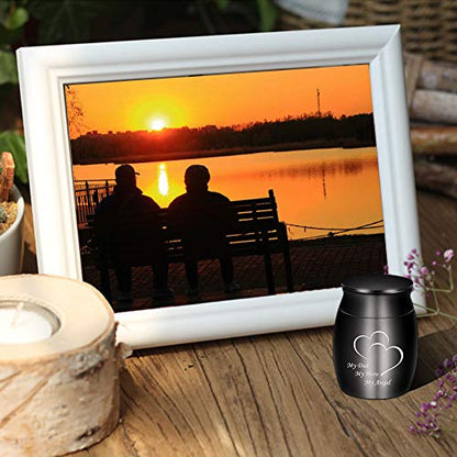 Dletay 1.57 Inches Small Keepsake Urns for Ashes - Stainless Steel Memorial Ashes Holder - My Dad My Hero My Angel