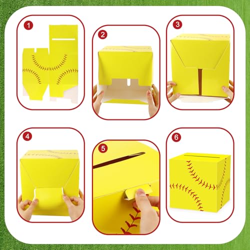Hxezoc Softball Card Box Sports Party Favors Post Box Cardboard Receiving Money Holder for Softball Theme Wedding Reception, Baby Showers, Anniversary, Birthday Party, Table Centerpiece Decorations - style: Softball