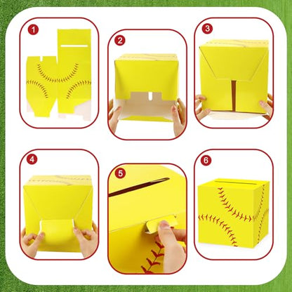 Hxezoc Softball Card Box Sports Party Favors Post Box Cardboard Receiving Money Holder for Softball Theme Wedding Reception, Baby Showers, Anniversary, Birthday Party, Table Centerpiece Decorations - style: Softball