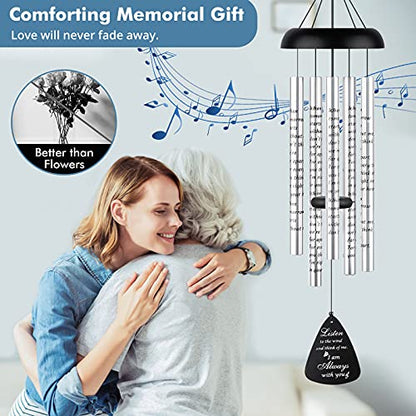 32'' Sympathy Wind Chimes Memorial Gift for Loss of Loved One Black | Bereavement Gift in Memory of Loved One, Memorial Gifts for Loss of Mother Father Condolence Rememberance - size: 32 inches