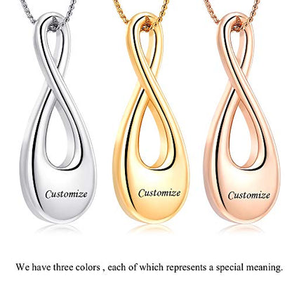 Imrsanl Infinity Cremation Jewelry Urn Necklace for Ashes | Memorial Lockets Pendant, Ashes Holder, Funeral Keepsake of Loved Ones, For Women Men - color: Customize