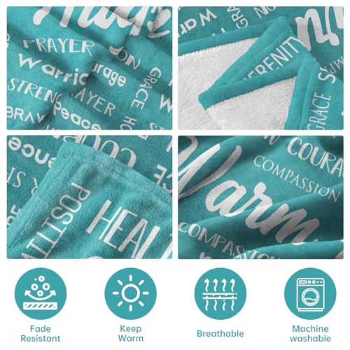 Warm Hugs Healing Blanket, Get Well Gifts for Women Men | Cancer Care, After Surgery, Thinking of You Gift, Sympathy Inspirational Blankets, Soft Throw Blanket 50" x 60" - color: Green, size: 50"x60"