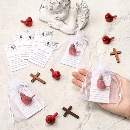VioraWhite Cardinal Memorial Gift Resin Red Bird Cardinal Figurines Funeral Favor Memorial Gift Remembrance Poem Card for Family Friend Guest Garden Craft Cake Topper Decor(Spanish) - style: Spanish