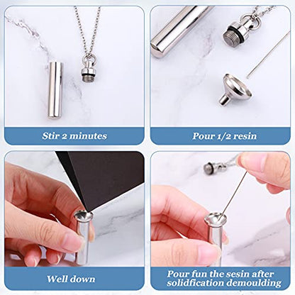 Yaomiao 10 Pcs Urn Necklace for Ashes Stainless Steel,Silver - color: Silver