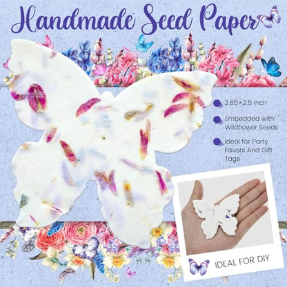 Dunzoom 100 Pcs Handmade Wildflower Seed Paper Tags,Heart & Butterfly Shape - style: Heart & Butterfly Shape