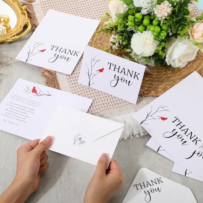 Fumete 50 Set Funeral Thank You Cards, Cardinal - style: Cardinal